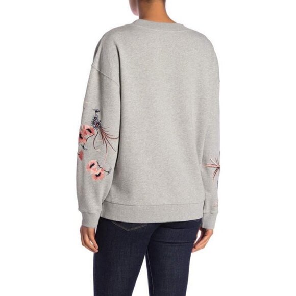 💕ALLSAINTS💕 Margot Floral Embroidered Cotton Jersey Sweatshirt ~ Oversized XS - Picture 5 of 14